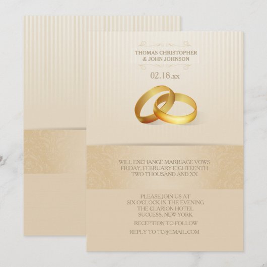 Bands of Gold Wedding Uitnodiging (Voorkant / Achterkant)