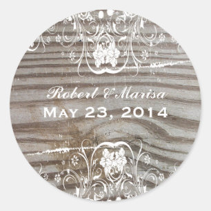 Bands Wood Look Shabby Lace Party Favor Stickers