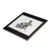 Bandzaag Musiciaanse Cartoon Tile Tegeltje (Zijkant)