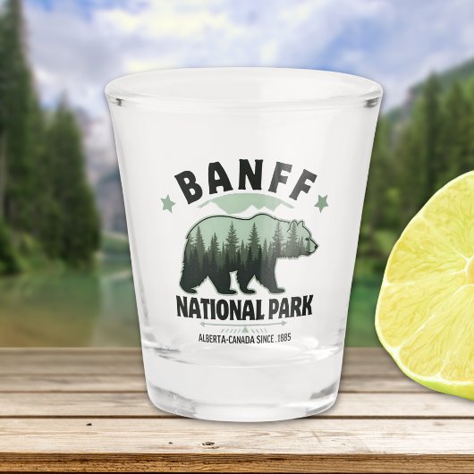Banff Bear and Forest Design - Nature Lover Gift Shot Glas