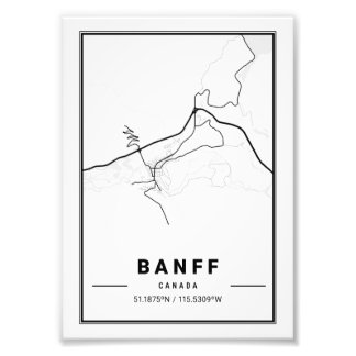 Banff - Canada Ligth City Map Foto Afdruk