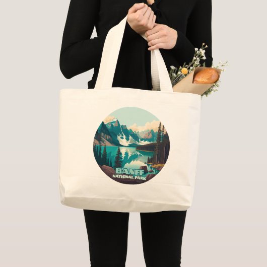 Banff Nationaal Park Moraine Lake Retro Grote Tote Bag (Voorkant (product))