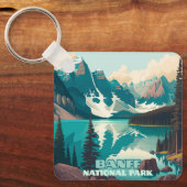 Banff Nationaal Park Moraine Lake Retro Sleutelhanger (Voorkant)