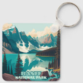 Banff Nationaal Park Moraine Lake Retro Sleutelhanger (Achterkant)