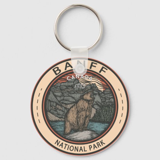 Banff National Park Canada Travel Emblem  Sleutelhanger (Voorkant)