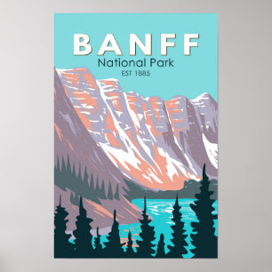 Banff National Park Moraine Lake Retro Poster