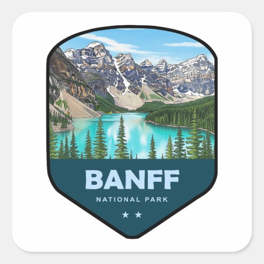 Banff National Park Shield Vierkante Sticker (Voorkant)