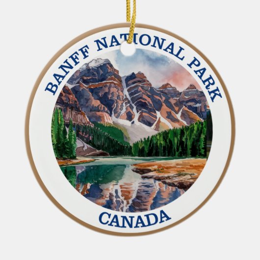 Banff National Park Waterverf Schilderij Keramisch Ornament (Voorkant)