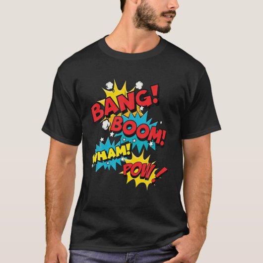Bang Boom Pow Wham Comic Bubbles  T-shirt (Voorkant)