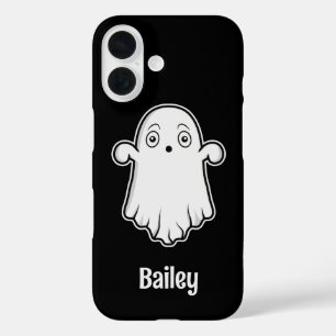 Bang Cartoon Ghost en naam Zwart iPhone 16 Hoesje