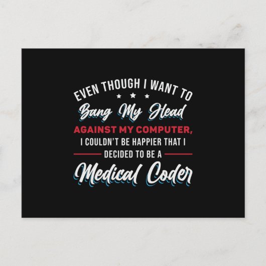 Bang My Head Medical Coder Codering ICD Programmer Briefkaart (Voorkant)