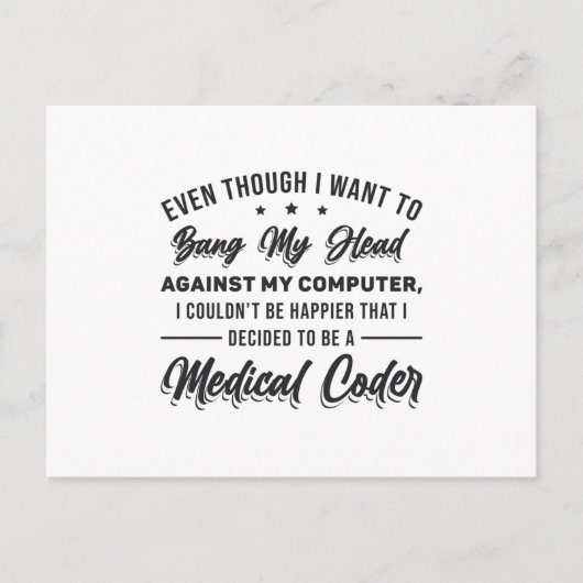 Bang My Head Medical Coder Programmer ICD Briefkaart (Voorkant)