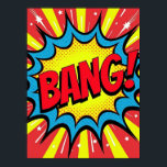 BANG ! Poster de style comique Pop Art<br><div class="desc">Cette affiche est un hommage au monde audacieux et explosif de la bande dessinée des années 1960 et de l'art pop. Elle capture un moment unique d'action dynamique, figé dans un cadre dynamique. Le mot "BANG !" n'est pas seulement du texte ; c'est une explosion d'énergie pure, entourée de points...</div>