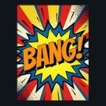 BANG ! Poster de style comique Pop Art moderne<br><div class="desc">Cette affiche est une interprétation fraîche et élégante de l'effet sonore classique de la bande dessinée. Il rend hommage à l'esprit audacieux de Pop Art, mais avec une sensibilité raffinée et contemporaine. Au lieu d'une explosion chaotique, cette conception présente une explosion d'énergie propre et puissante, réinventant le panneau de bande...</div>