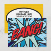 BANG Uw Bericht Spraakballon Fun Retro Aankondigingskaart (Voorkant / Achterkant)