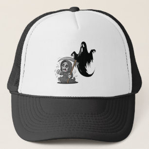 Bang voor een grimmige maaier en geest. trucker pet