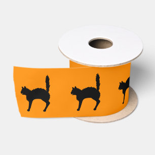Bang Zwart Kat Silhouet Halloween Oranje Lint