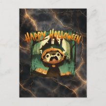 Bange Otter in Halloween pompoenkostuum