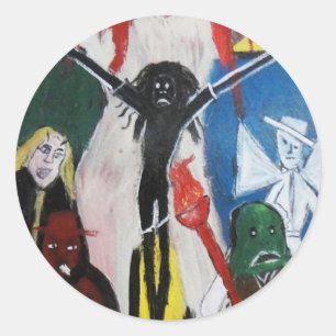 BANGEN VOOR RODE KOP JESUS RONDE STICKER