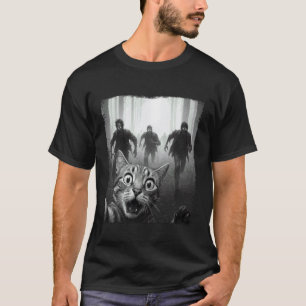Bangige Katte Selfie Zombie Apocalyps Grappige Hal T-shirt