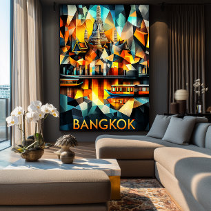 Bangkok Cubistische Reflecties – Moderne Geometris Poster
