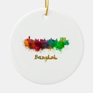 Bangkok silhouet in waterverf keramisch ornament