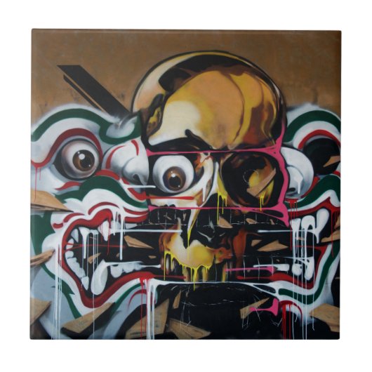 Bangkok Skull Graffiti Tegeltje (Voorkant)