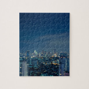 Bangkok skyline bij nachtpanorama legpuzzel