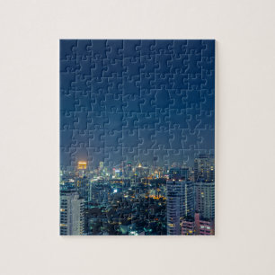 Bangkok skyline bij nachtpanorama legpuzzel
