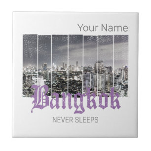 Bangkok Skyline BKK Retro Thailand Design Tegeltje