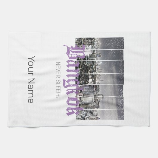 Bangkok Skyline BKK Retro Thailand Design Theedoek (Horizontaal)