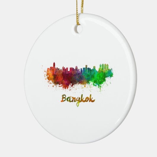 Bangkok skyline in waterverf keramisch ornament (Links)