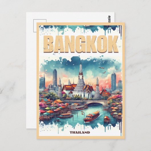 Bangkok skyline - Thailand reisgeschenken Briefkaart (Voorkant / Achterkant)