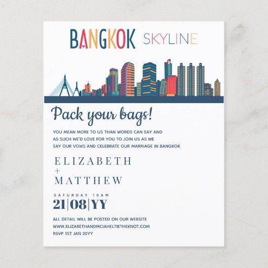 BANGKOK Skyline Wedding Invitation Budget (Voorkant)