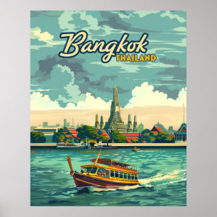 Bangkok Thailand Azië Vintage Travel Temple Poster