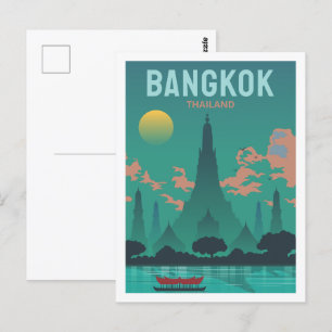 Bangkok Thailand Beroemde Reisplaats Illustratie Briefkaart