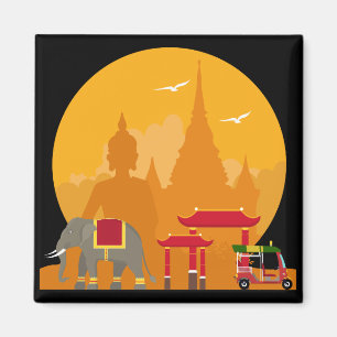 Bangkok Thailand Budda Elefant Tuk Tuk - Gift Idea Magneet
