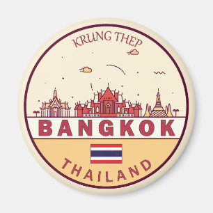 Bangkok Thailand City Skyline Emblem Magneet