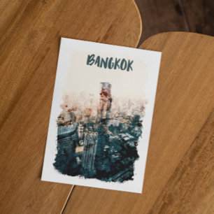 Bangkok Thailand Cityscape Waterverf Briefkaart