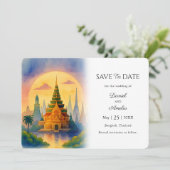 Bangkok Thailand Destination Wedding Sla de datum  Save The Date (Staand voorkant)