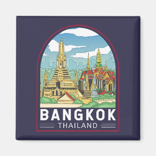 Bangkok Thailand Reizen Retro Embleem Magneet