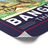 Bangkok Thailand Reizen Retro Embleem Poster (Hoek)