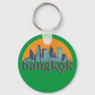 Bangkok Thailand Retro City Skyline Cityscape Art Sleutelhanger