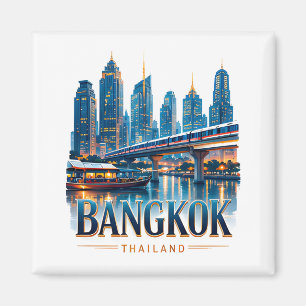 Bangkok Thailand Silhouet Reis Souvenir Magneet