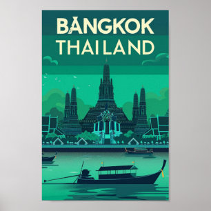 Bangkok Thailand Vintage Beroemde reisplaats Poster