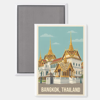 Bangkok Thailand Vintage Reisposter Magneet