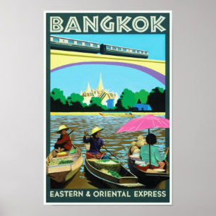 Bangkok, Thailand Vintage Travel Print