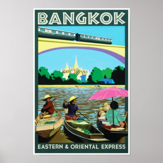 Bangkok, Thailand Vintage Travel Print (Voorkant)
