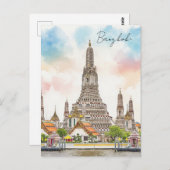Bangkok Thailand Wat Arun Waterverf Briefkaart (Voorkant / Achterkant)