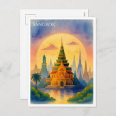 Bangkok Thailand Waterverf Briefkaart (Voorkant / Achterkant)